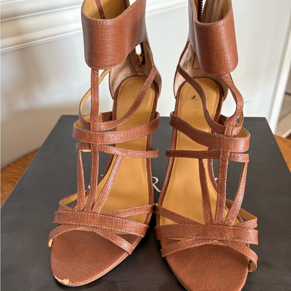 Nine West Tan Strappy Heels